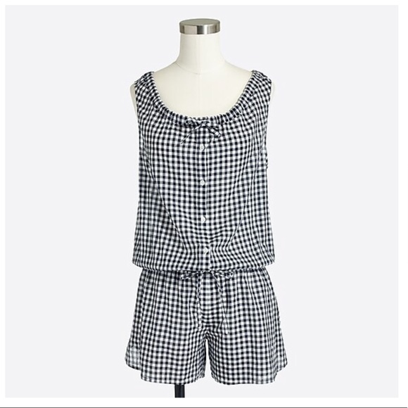 J.Crew Gingham Romper NWOT - Picture 1 of 5